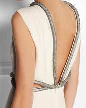 GUCCI CRYSTAL-EMBELLISHED WHITE SILK-CADY DRESS GOWN