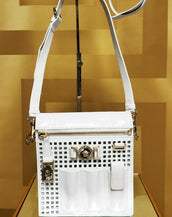 S/S 2015 look # 5 VERSACE PERFORATED PATENT LEATHER AND SNAKESKIN WHITE BAG
