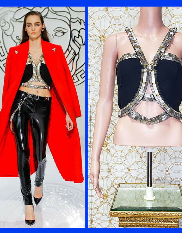 F/W 2013 Look #35 NEW VERSACE BLACK STUDDED TOP 38 - 2