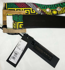 F/2015 LOOK #20 NEW VERSACE #GREEK PUZZLE PRINT LEATHER BELT for Women 70/28