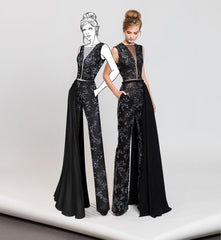 TONY WARD Black JUMPSUIT with SEQUINS from Celebrity Closet FR 36