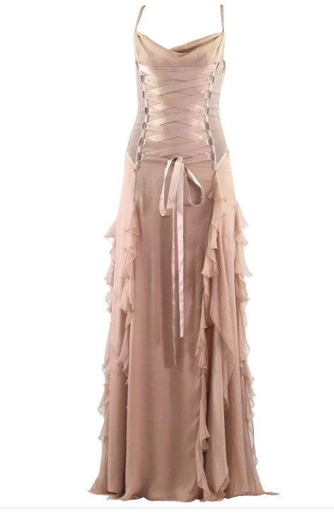 F/W 2003 Vintage VERSACE Nude Silk Corset Gown