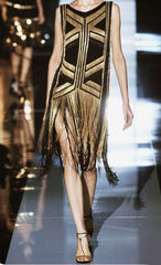 S/S 2012 L# 36 RARE GUCCI FRINGE CHAIN EMBELLISHED SILK DRESS as seen on Taylor Swift