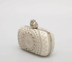 Alexander McQueen WHITE CLUTCH EMBELLISHED with SILVER RIVETS