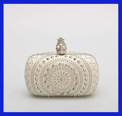 Alexander McQueen WHITE CLUTCH EMBELLISHED with SILVER RIVETS