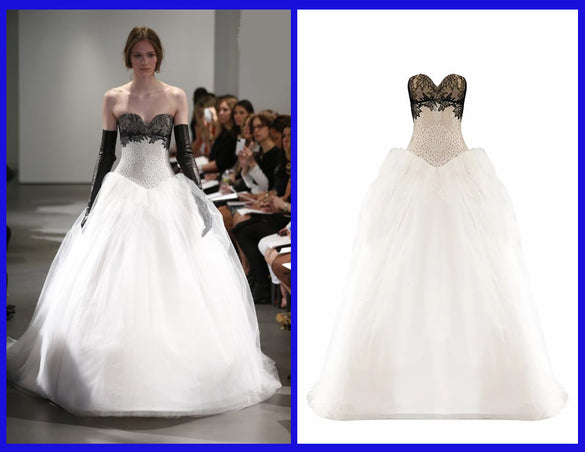Spring 2014 L# 6 VERA WANG WHITE and BLACK WEDDING DRESS Sz IT 40 - 4