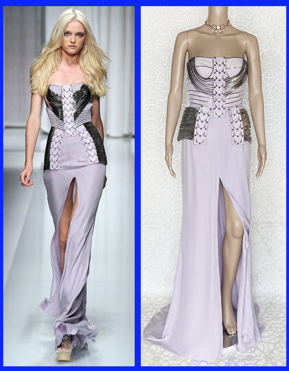 S/S 2010 L# 47 VERSACE EMBELLISHED LONG DRESS GOWN 40 - 4 as seen on DONATELLA