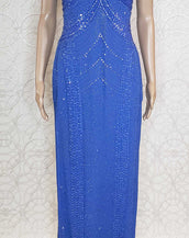$12,575 New VERSACE Embellished Blue Gown 44 - 8