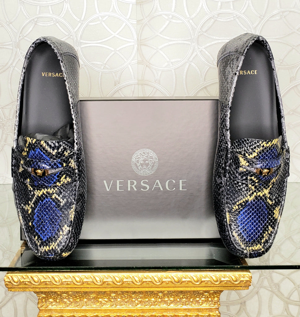 NEW VERSACE PYTHON PRINT LEATHER LOAFERS 42.5 - 9.5