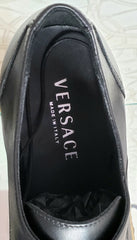 NEW VERSACE BLACK LEATHER LOAFER SHOES 44 - 11