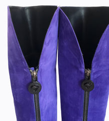 New VERSACE COLOR BLOCK BLUE SUEDE PALAZZO BOOTS 37 - 7