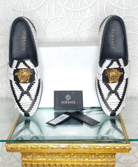 S/S 2015 Look # 38 VERSACE WOVEN BICOLOR LOAFERS Size 42.5 - 9.5