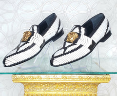 S/S 2015 Look # 38 VERSACE WOVEN BICOLOR LOAFERS Size 42.5 - 9.5