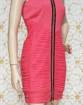 NEW VERSACE CRYSTAL EMBELLISHED PINK RUCHED MINI DRESS 40 - 4