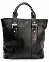 New VERSACE Men's Travel Black Leather Handbag