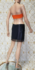Resort 2013 Look #19 VERSACE BLACK LEATHER SKIRT with LACE 38 - 2