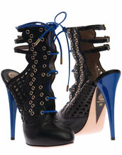 Resort 2012 look # 13 NEW VERSACE BLACK PERFORATED LEATHER ANKLE BOOTS 39 - 9