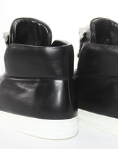 New Versace Idol Black Leather Palazzo High-Top Crystal Medusa Sneakers  41 - 8