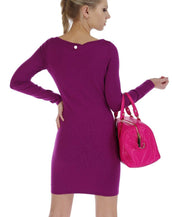 New Versace Collection Magenta Knit Long Sleeve Dress 38 - 4