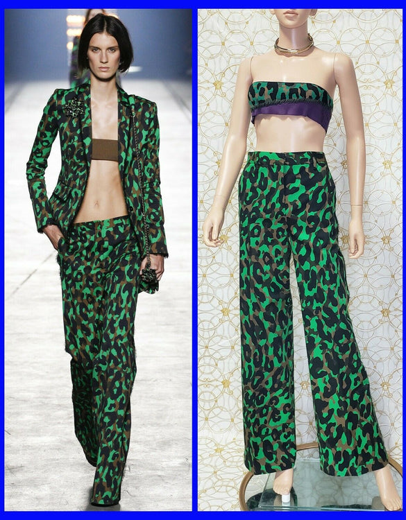 S/S 2016 Look # 13 VERSACE MILITARY CAMOUFLAGE PRINTED PANTS size 38 - 2