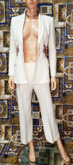 S/S 2015 Look #36 VERSACE CRYSTAL EMBELLISHED WHITE PANT SUIT 38 - 2