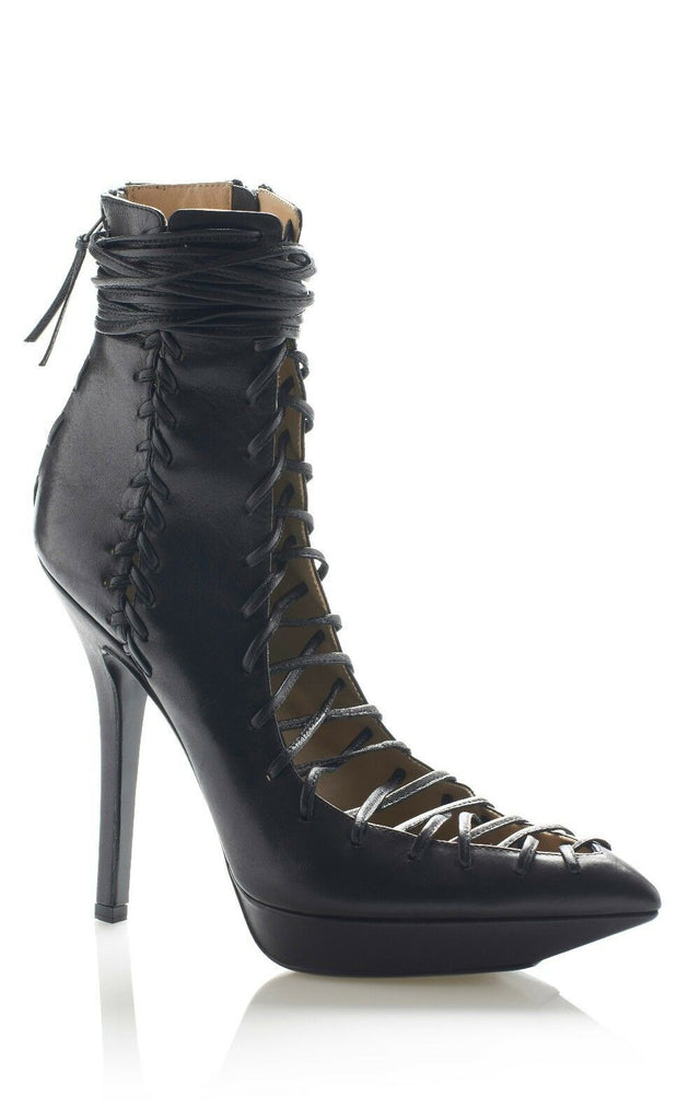 New VERSACE Black Leather Lace-Up Boots 39 - 9