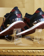 NEW VERSACE COLLECTION BURGUNDY and BLACK LEATHER SNEAKERS 44 -11
