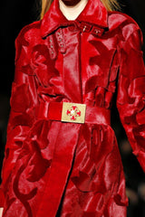 F/W 2011 Look #15 VERSACE RUNWAY RED CALFSKIN BELT with CROSS BUCKLE 75/30