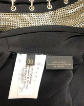 F/W 2012 look #23 NEW VERSACE BLACK CHAIN METAL MESH PANEL SILK DRESS 38 - 4