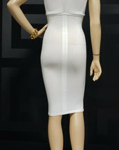 NEW VERSACE WHITE STRETCH DRESS with GOLD SPIKES 38 - 2