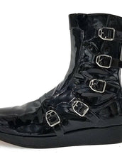 F/W 2010 LOOK#3  BLACK PATENT LEATHER BUCKLE BOOTS size 45 -12