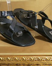 S/S 2011 look # 45 VERSACE BLACK LEATHER SANDALS with SILVER STUDS 44-11