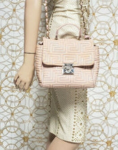 NEW VERSACE CREAM PATENT LEATHER QUILTED CROSS BODY BAG