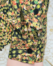 NEW VERSACE JEANS BLACK and YELLOW FLORAL PRINT COTTON SHIRT 48 - M