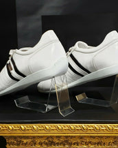 NEW VERSACE WHITE LACE-UP LEATHER SNEAKERS with BLACK STRIPS 44 - 11