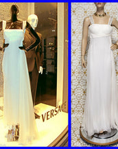 NEW VERSACE CRYSTAL EMBELLISHED WHITE GOWN 44 - 8