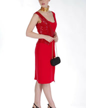NEW VERSACE EMBELLISHED RED DRESS 46 - 10