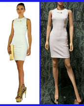 NEW VERSUS VERSACE WHITE CUT OUT MINI DRESS with GOLD PINS 38 - 2