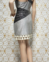 S/S2010 look #31 NEW VERSACE SILK DRESS with PATENT LEATHER & METAL STUDS 42 - 6