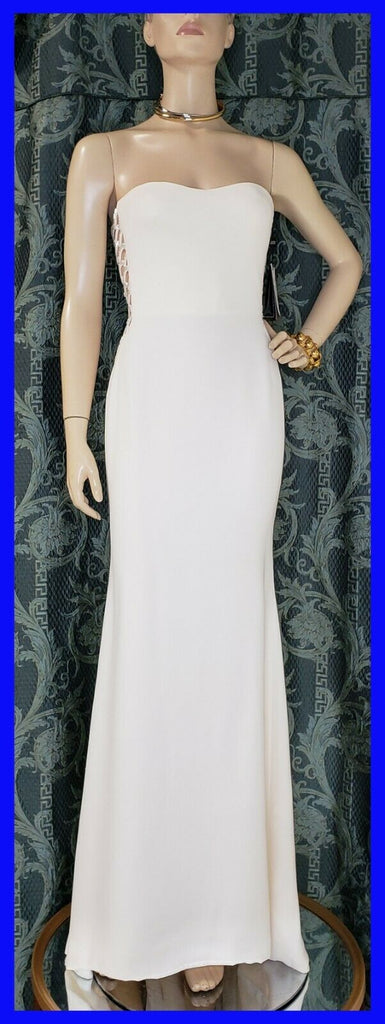 NEW VINTAGE GIANNI VERSACE COUTURE BEADED SILK and TULLE WHITE GOWN 40 - 4