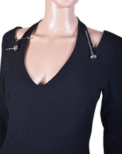 New Versace Black Bi-Stretch Crepe Bodycon Dress 42 - 6