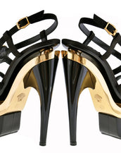 New VERSACE Triple Platform Black Gold Medusa Swarovski Crystals Shoes 38.5-8.5