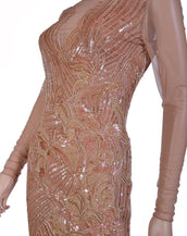 $19,345 New VERSACE Fully Embroidered Nude Tulle Gown 44 - 10