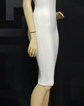 NEW VERSACE WHITE STRETCH DRESS with GOLD SPIKES 46 - 10