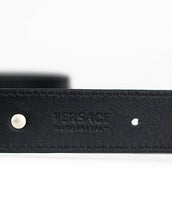 NEW VERSACE BLACK LEATHER BELT with SILVER and GOLD PLATED MEDUSA STUDS 85/34
