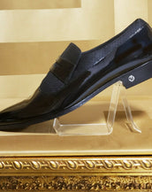 F/W 2011 look # 42 NEW VERSACE BLACK PATENT LEATHER LOAFER SHOES 44 - 11
