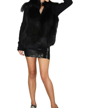 $6,125 New Versace black knit wool cardigan sweater with raccoon fur 42 - 6