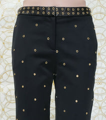 Resort 2012 Look # 5 VERSACE BLACK STRETCHY PANTS with RIVETS size 38 - 2