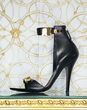 NEW VERSACE VERSUS BLACK LEATHER ANTHONY VACCARELLO EDITION SANDALS 40 - 10