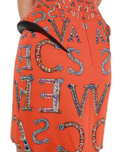 F/2012 look #26 NEW VERSACE STRUCTURED PRINTED ORANGE COCKTAIL DRESS 38 - 4
